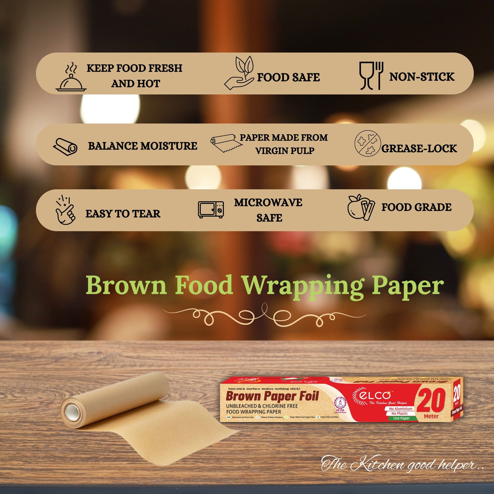 ELCO Brown Food Wrapping & Baking Paper-20M - Image 2