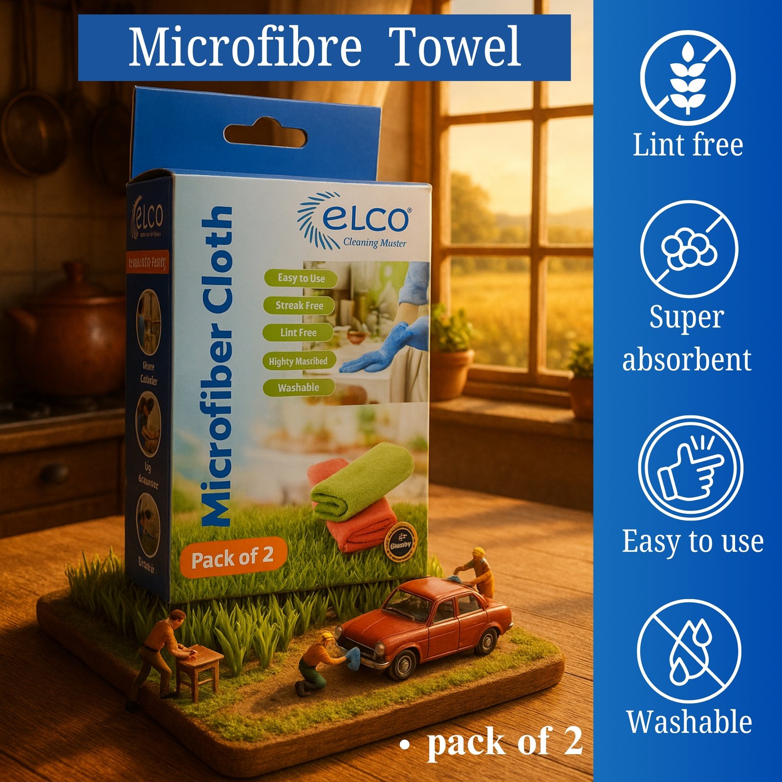 ELCO Microfiber Cleaning Cloths-Pack of 2