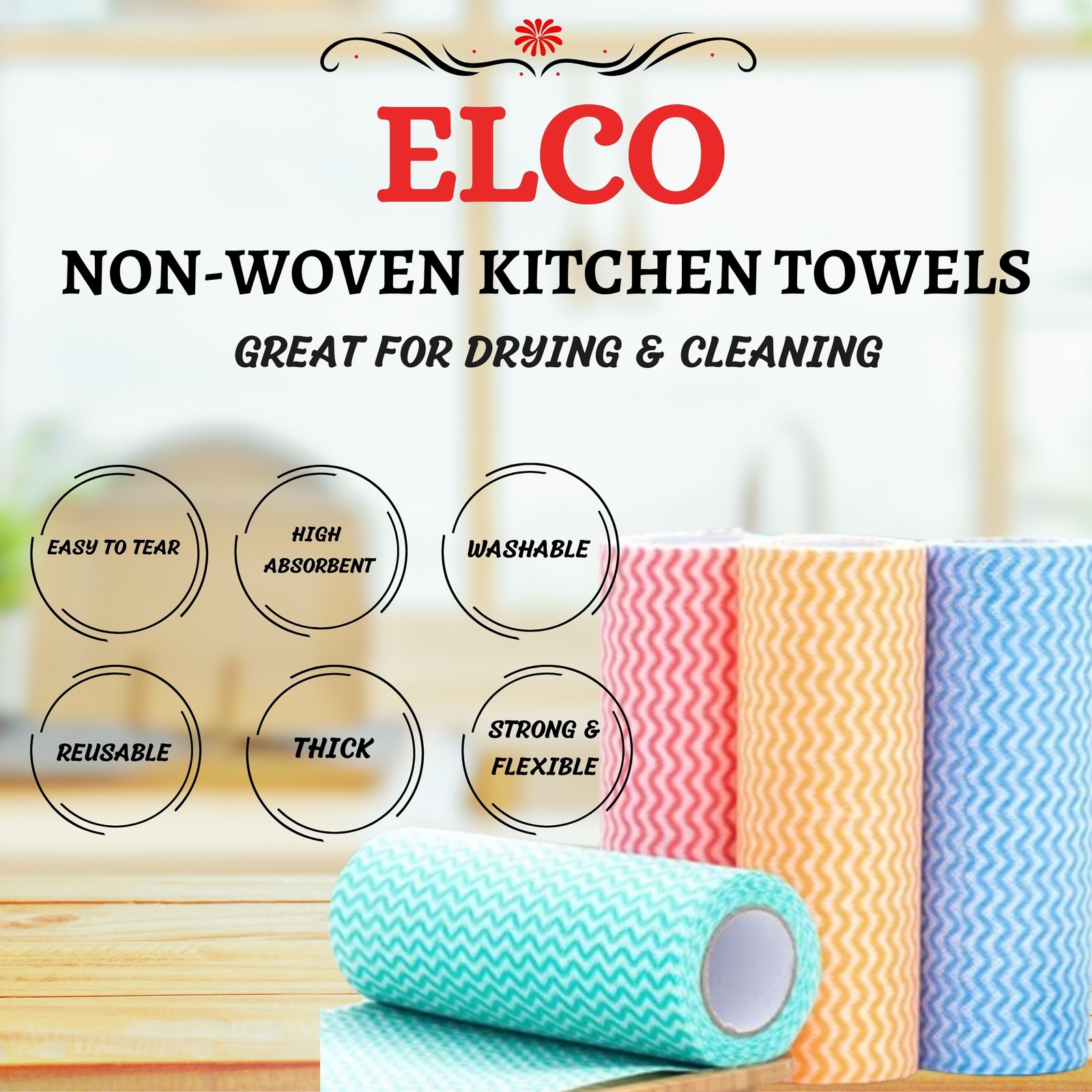 Non-Woven Kitchen Towel Roll - Pack of 2 - Image 4