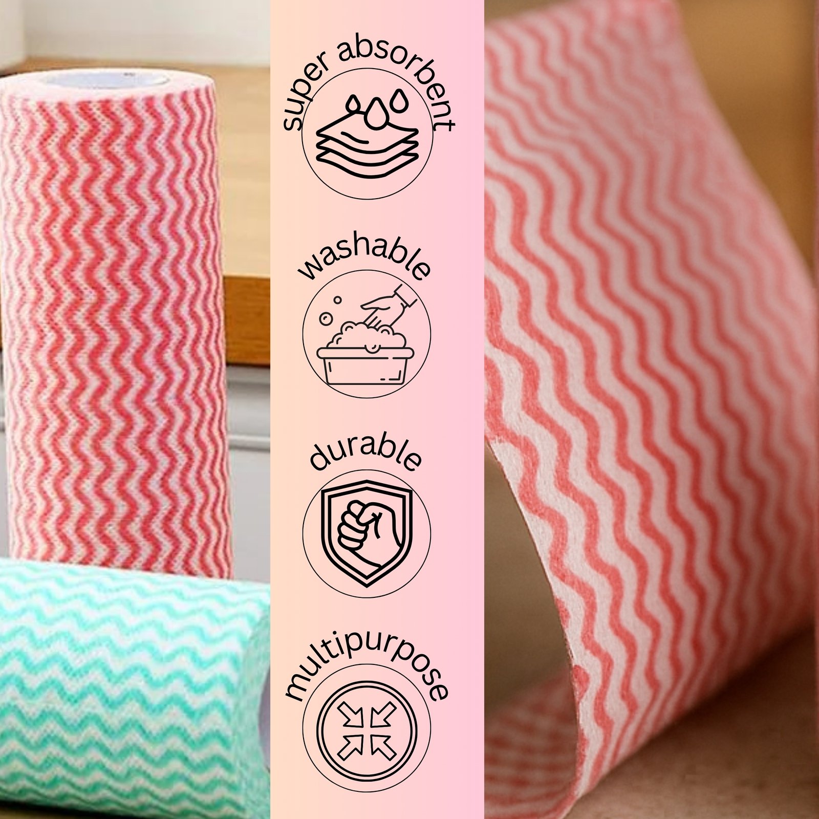 Non-Woven Kitchen Towel Roll - Pack of 2 - Image 5